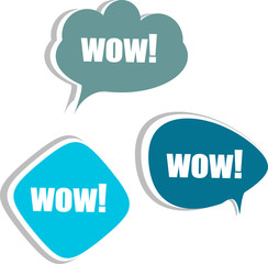 Poster - wow. Set of stickers, labels, tags. Business banners