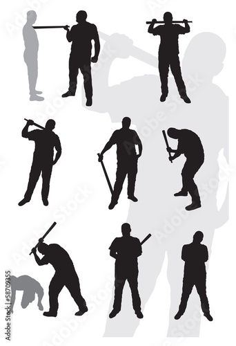 Photo  criminal with a truncheon - Illustration