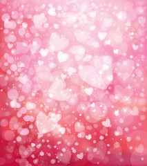 Wall Mural - vector glitter pink background with hearts.