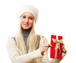 © lenets_tan - Woman with gift,isolated on white background