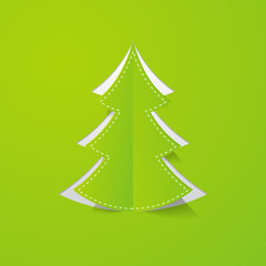 green background with a stylized fir tree