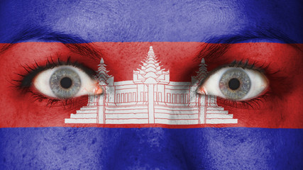 Close up of eyes with flag