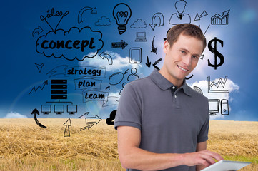 Poster - Composite image of smiling young man with tablet computer