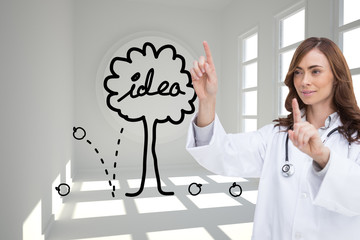 Poster - Composite image of happy doctor pointing