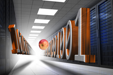 Aufkleber - Composite image of happy doctor throwing apple
