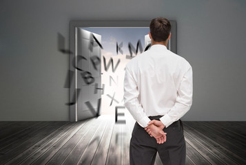 Poster - Composite image of businessman turning his back to camera