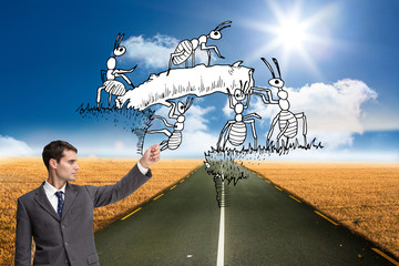Poster - Composite image of stern businessman pointing