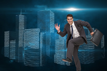 Poster - Composite image of happy businessman in a hury