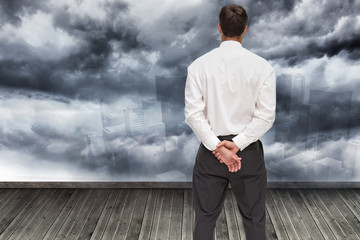 Poster - Composite image of businessman turning his back to camera