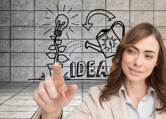 Poster - Composite image of businesswoman touching invisible screen