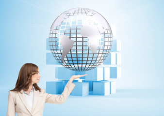 Aufkleber - Composite image of businesswoman with empty hand open