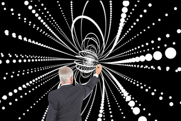 Poster - Composite image of rear view of serious businessman standing and
