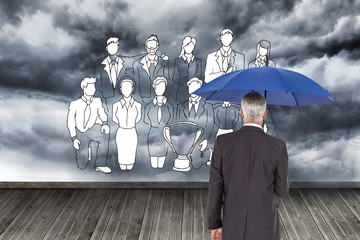 Poster - Composite image of businessman holding umbrella