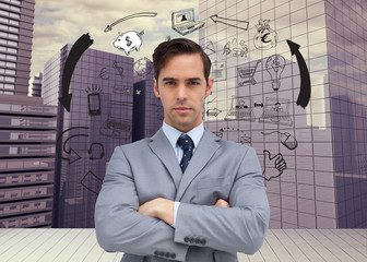 Poster - Composite image of young businessman looking at camera