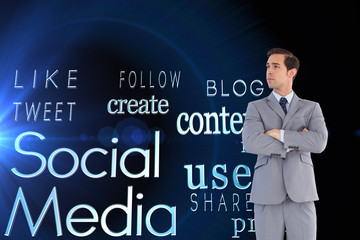Poster - Composite image of serious businessman with arms crossed