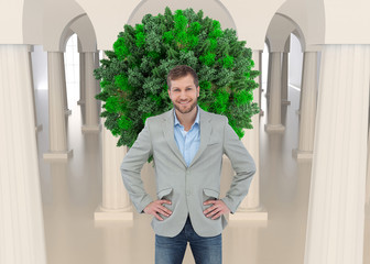Poster - Composite image of stylish man smiling with hands on hips