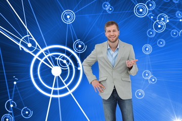 Poster - Composite image of stylish man smiling and gesturing