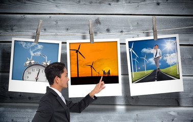 Aufkleber - Composite image of unsmiling asian businessman pointing