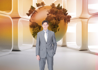 Poster - Composite image of portrait af a charismatic businessman standin