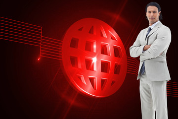 Aufkleber - Composite image of serious office worker posing with the arms cr