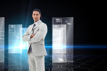 Aufkleber - Composite image of serious office worker posing with the arms cr