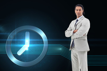 Aufkleber - Composite image of serious office worker posing with the arms cr