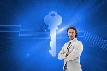 Aufkleber - Composite image of serious office worker posing with the arms cr