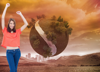 Poster - Composite image of laughing teenage wearing casual clothes while