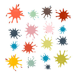 Canvas Print - Vector Stains, Splashes, Blots in Retro Colors