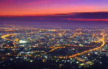 Top View Of Chiangmai City In The Dawn, Thailand