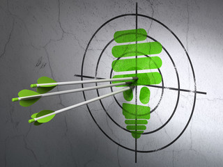 Wall Mural - Business concept: arrows in Energy Saving Lamp target on wall