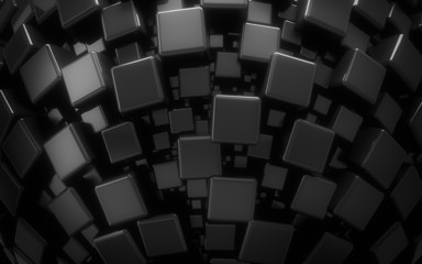 Poster - Abstract black cubes hight tech backdrop - computer generated 3D