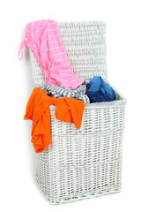 Wall Mural - Full laundry basket isolated on white