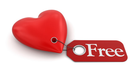 Poster - Heart with label Free (clipping path included)