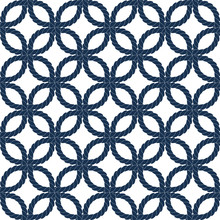 Geometric Woven Navy Rope Seamless Pattern In Blue And White