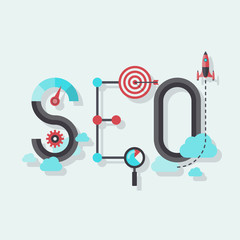 Aufkleber - SEO word flat illustration