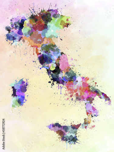 Fotomural Italy map watercolor style splash