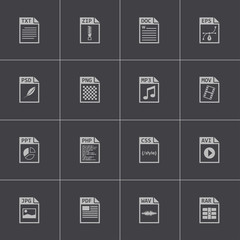 Wall Mural - vector black file type icons set