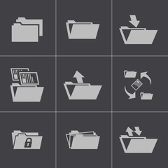 Sticker - Vector black folder icons set