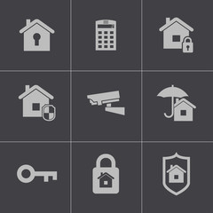 Wall Mural - vector black home security icons set