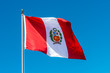 Peruvian Flag in the peruvian Andes at Puno Peru