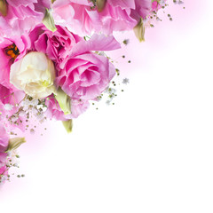 Fotomurales - Bouquet of pink roses and butterfly, floral background