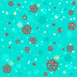 Snowfall Background with white and red snowflakes on blue