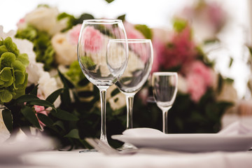 Wall Mural - Empty glasses set in restaurant