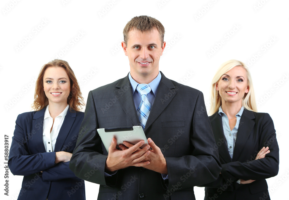 Group of business people isolated on white