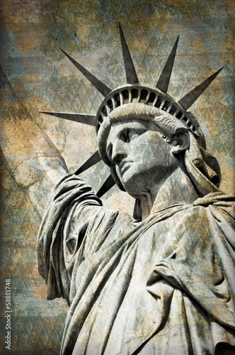 Naklejka na szafę Statue of Liberty, vintage