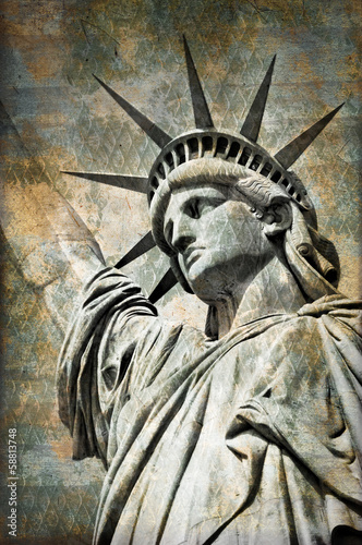 Naklejka - mata magnetyczna na lodówkę Statue of Liberty, vintage