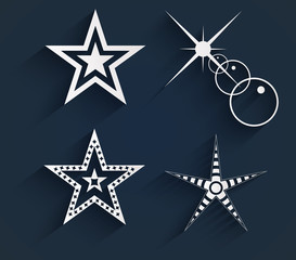 Wall Mural - stars with shadows. design paper stars on blue background
