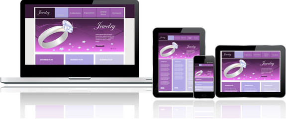 Wall Mural - website template on multiple devices