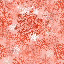 Christmas Seamless Pattern With Orange Snowflakes
